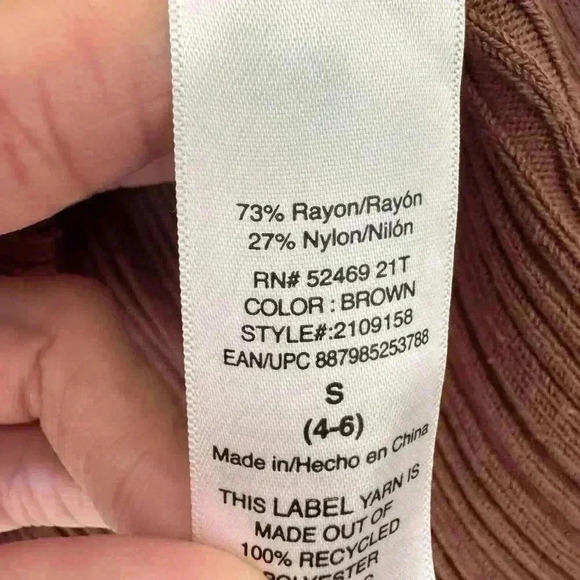 Womens Scoop Knit Button Front Shirt with Collar Brown Small Fall - Picture 5 of 6